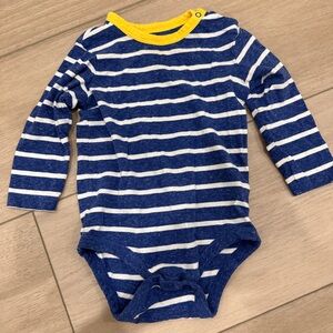 Primary | Long Sleeve Heathered Babysuit - Blue Stripe